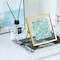 Fabulaxe Modern Metal Floating Tabletop Square Photo Picture Frame w/Glass Cover and Easel Stand, Gold 4 x 4 QI004066.GD.S - alternate 4